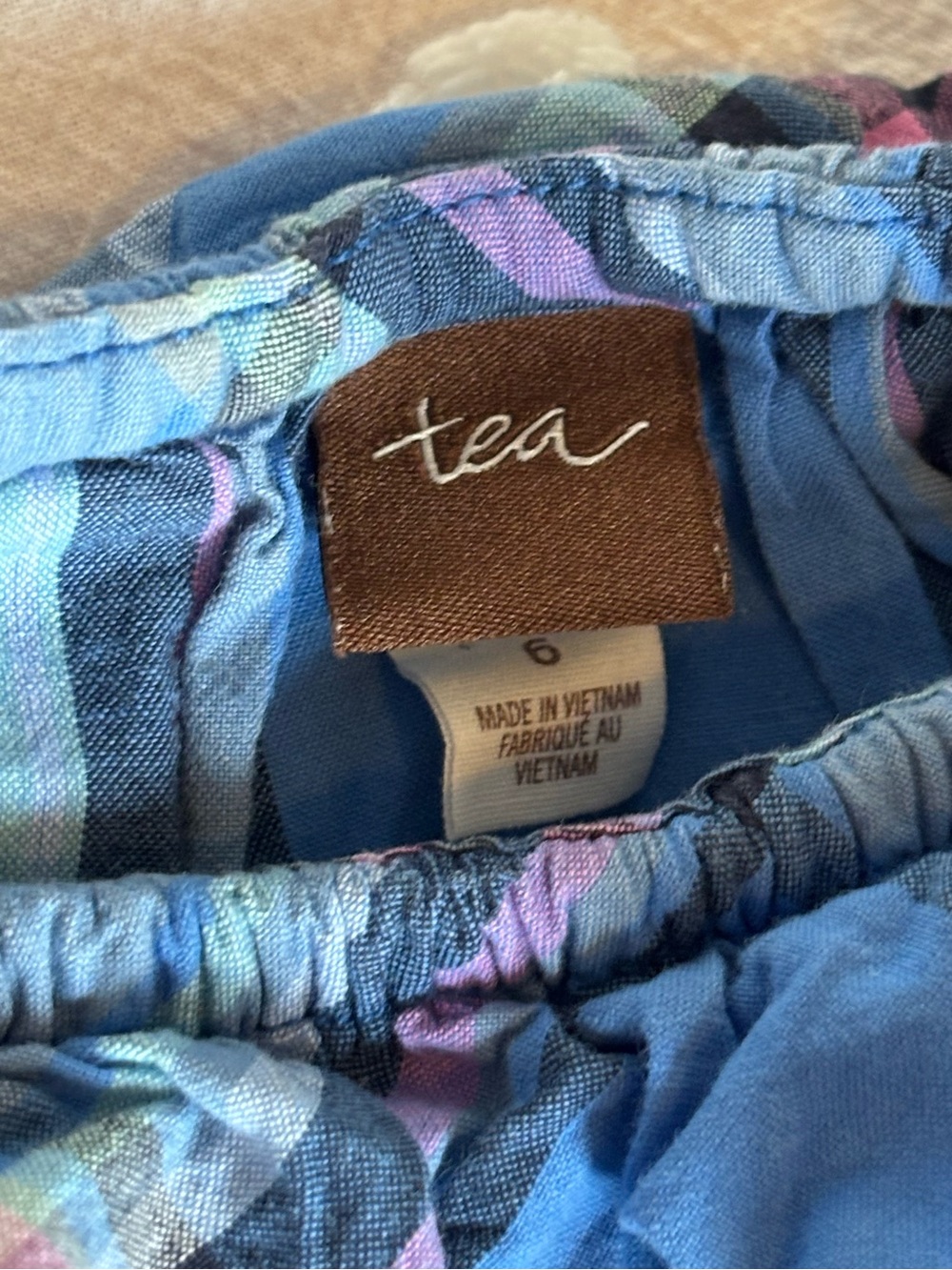 Tea Collection Blue Plaid Sleeveless Ruffle Neckline Dress - Picture 2 of 4